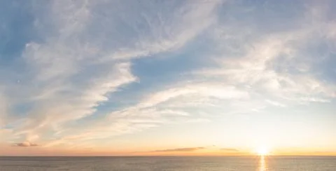 Dramatic Colorful Sunset Sky over Mediterranean Sea. Cloudscape Nature Stock Photos