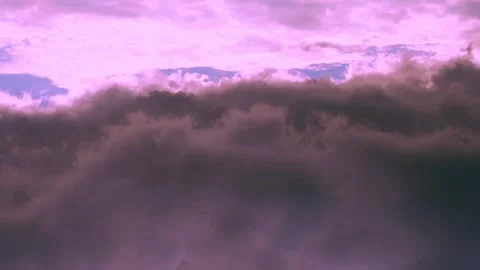 Dramatic Colorful Sunset Sky with Rain Black and Sunny White Lilac Pink Fluffy C Stock Footage 328501265