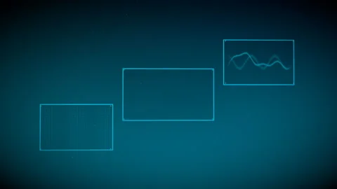 Dramatic corner-to-corner tracking motion over a spatial computing UI, 4K Stock Footage 338433153