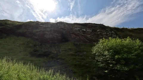 Dramatic countryside cliffs in West Lothian, Scotland Stock Footage 314158564