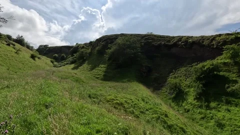 Dramatic countryside cliffs in West Lothian, Scotland Stock Footage 314158587