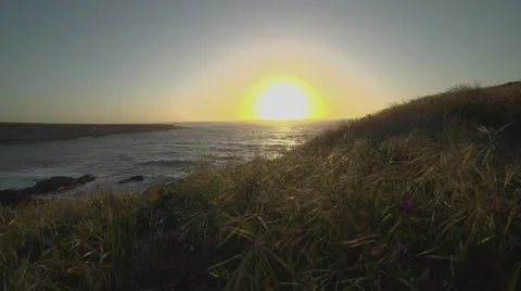 Dramatic crane shot of a sunset at Spooner’s Cove Stock Footage 62445518