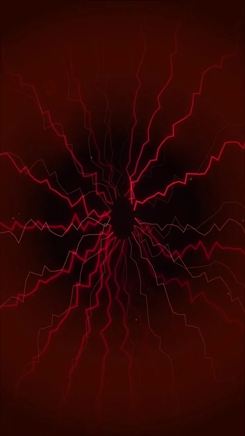 Dramatic crimson cosmic energy vortex reveal with electric lightning flow. Stock Footage 345494918