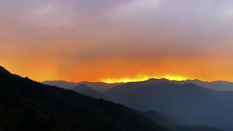 Dramatic Crimson Red Sunset Time-lapse of Ailao Mountain Peaks Stock-Footage 332383288