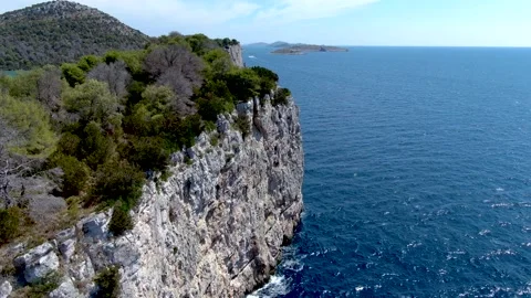 Dramatic Croatia Sea Cliffs on Adriatic Sea Archipelago Island Dugi Otok- Stock Footage 138607732