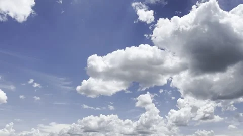 Dramatic Cumulus Clouds Close Up Deep Blue Sky  Thailand 4K HDR Cloudscape Stock Footage 335698101