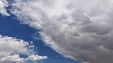 Dramatic cumulus clouds moving across blue sky during sunny day. Stock Footage 337719709