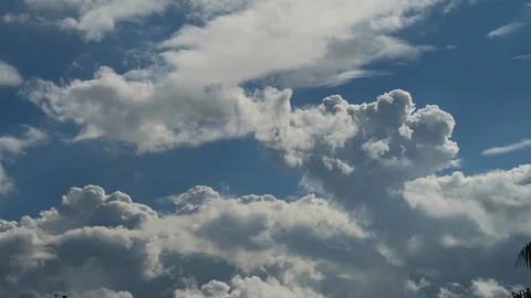 Dramatic Cumulus Clouds Passover head, Plane flies bye￼￼. Stock Footage 118840362