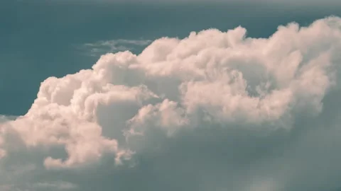 Dramatic cumulus clouds timelapse over turquoise sky Stock Footage 133080027
