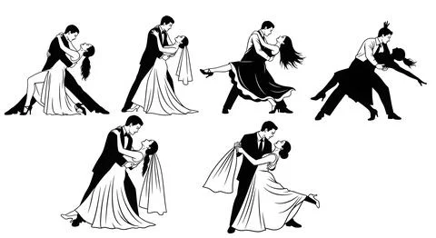 Dramatic Dance Dip Pose Silhouette Collection Stock-Illustration