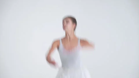 Dramatic dance, elegant woman in a white tutu, dance ballet and perform Stock Footage 257656357