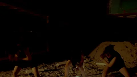 Dramatic Dance Performance in Abandoned Space Stock Footage 294191742