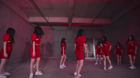 Dramatic Dance Performance in Red Lighting Stock Footage 283538552