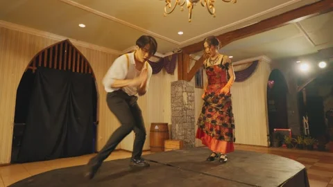 Dramatic Dance Performance on Stage Stock Footage 312449979