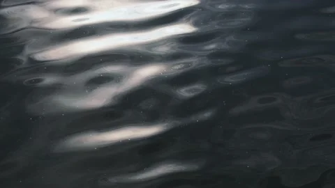 Dramatic dark blue water surface wave sun light vibrant glow closeup. Stormy Video stock 170161851
