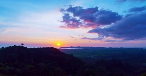 Dramatic dark clouds background,Beautiful 4K Time lapse of Majestic sunrise or s Stock Footage 241062560