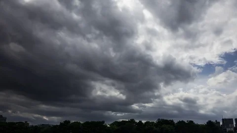 Dramatic dark clouds cleared up and let the sun shine in time-lapse, 60 fps Stock Footage 79308484