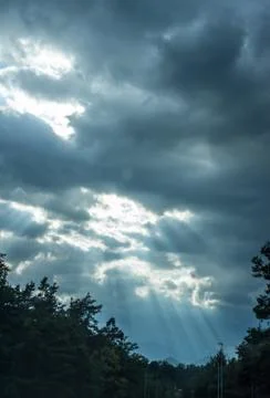 Dramatic dark clouds landscape Stock Photos