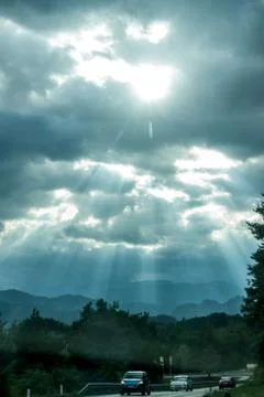Dramatic dark clouds landscape Stock-Fotos