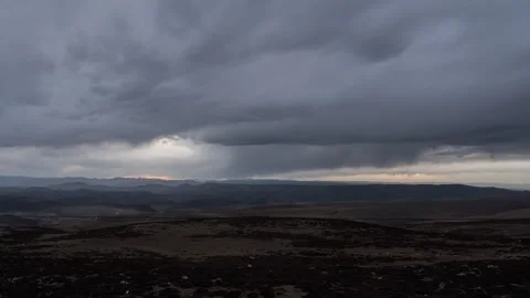 Dramatic Dark Clouds Moving Over High Altitude Plateau Time-lapse Stock Footage 326670403