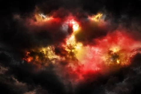 Dramatic Dark cloudy stormy sky in the evening Stock Illustration