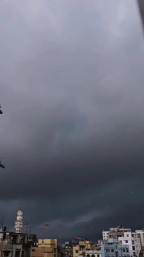 Dramatic Dark Rain Clouds Timelapse Over City Skyline Stock Footage 340341397