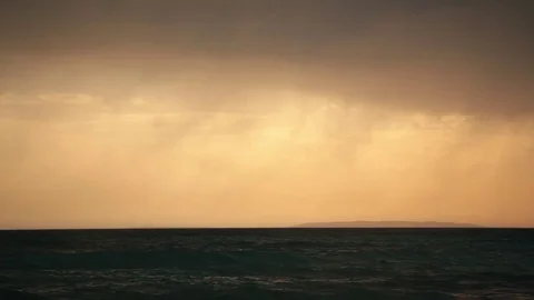 Dramatic Dark Sea Horizon Island Surf Stock Footage 80968119