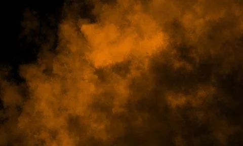 Dramatic Dark Smoke Texture Background With Orange Fog Effect Stock Photos