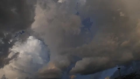 Dramatic dark storm thundercloud rain clouds on black sky Stock Footage 273432929