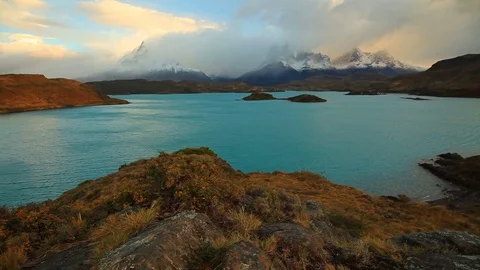 Dramatic dawn in Torres del Paine, Chile Stock Footage 83819985