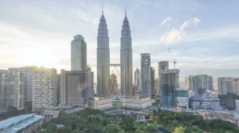 Dramatic day to night to day at Kuala Lumpur city skyline Stock Footage