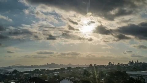 Dramatic daytime cloudscape timelapse in generic modern cityscape Stock Footage 84158936