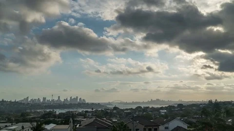 Dramatic daytime cloudscape timelapse in generic modern cityscape Video stock 84159711
