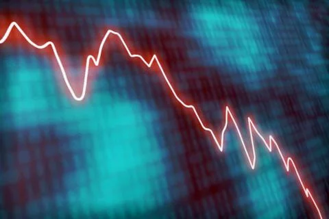 Dramatic Decrease Line Graph Stock Illustration