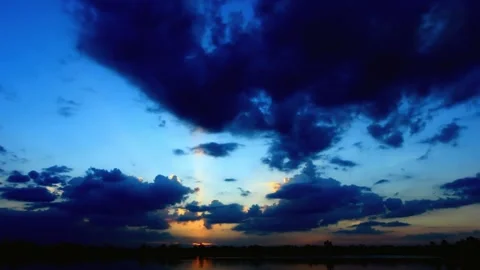 Dramatic Deep Blue Twilight Sky with Dark Cloudscape Stock Footage 311531067