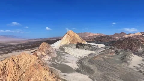 Dramatic Desert Mountain Landscape Under Brilliant Blue Sky Qinghai China Stock Footage 346333572