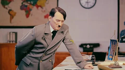 Dramatic Display of WWII Era Leader Replica Inside Wolfs Lair Poland Exhibit Stock Footage 323347628