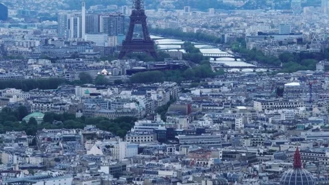 Dramatic Drone Camera Tilt-Up Revealing the Eiffel Tower, Paris Stock Footage 337216575