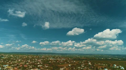 Dramatic drone motion over landscape with dark sky before rain. Stock Footage 125027524