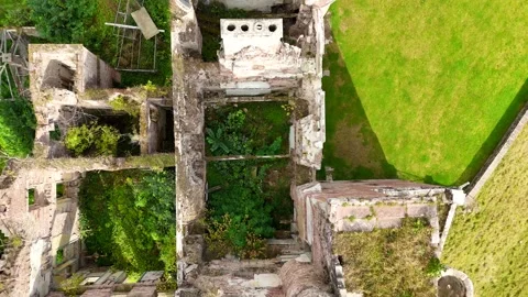 Dramatic Drone Orbit of the Haunted Redcastle Ruins, Scotland Stock Footage 330666969