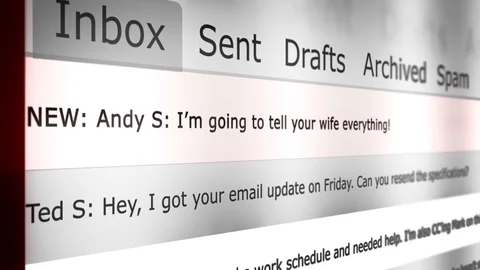 Dramatic Email Inbox Animation Series - Jealous Husband Adultery Version Stock Footage 123809044
