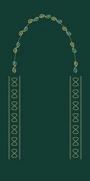 A dramatic emerald composition presents a slender ornamental arch and repea.. 스톡 일러스트