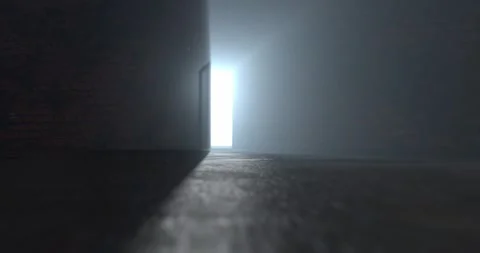 Dramatic Entrance: Rays of Light Break Through the Gloom of a Dark Room Video stock 283669009