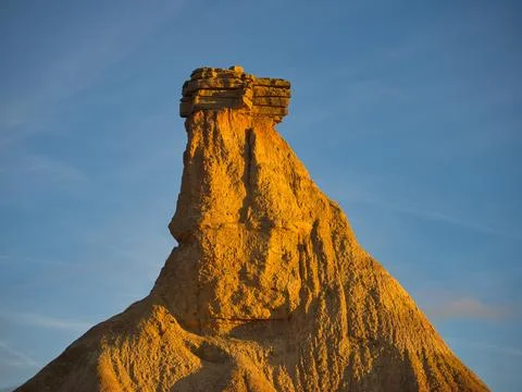 Dramatic eroded desert rock formation at sunset - The distinctive Castil de.. 스톡 사진
