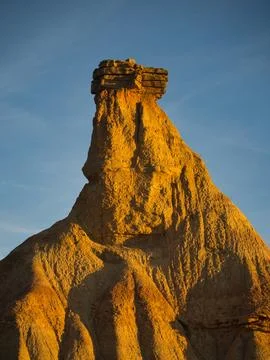 Dramatic eroded desert rock formation at sunset - The distinctive Castil de.. Stock Photos