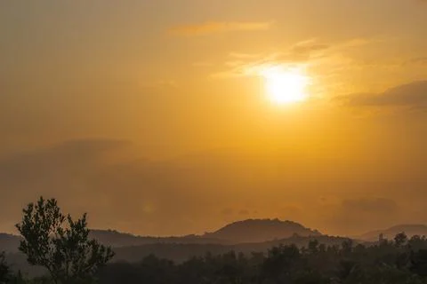 A Dramatic Evening Afterglow. Stock Photos