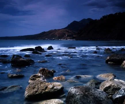 Dramatic evening on the black sea, abstract natural wallpepers 스톡 일러스트