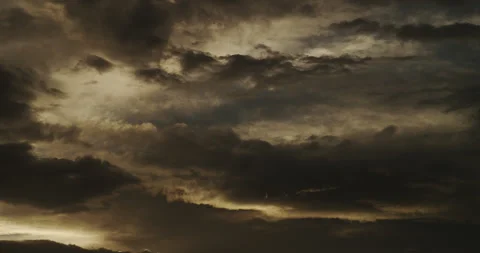 Dramatic evening cloudscape creates a menacing but quiet moment. Stock Footage 344878231