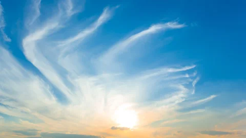 Dramatic evening cloudy sky at the sunset time lapse scene Stock Footage 136721702