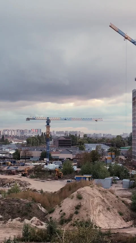 Dramatic Evening Construction Site with Cloud Movements. Time-lapse. Vertic.. Stock Footage 291680597